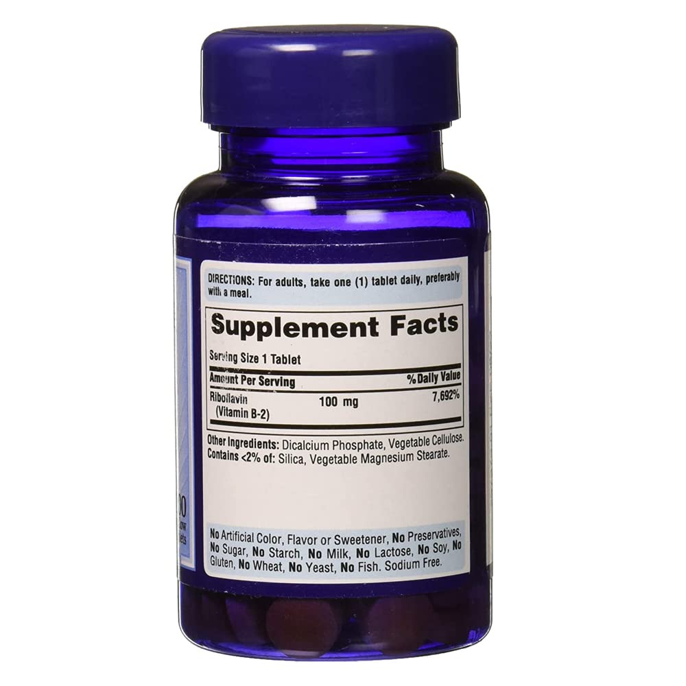 Puritans Pride Vitamin B-2 100 Mg Tablets, 100 Count