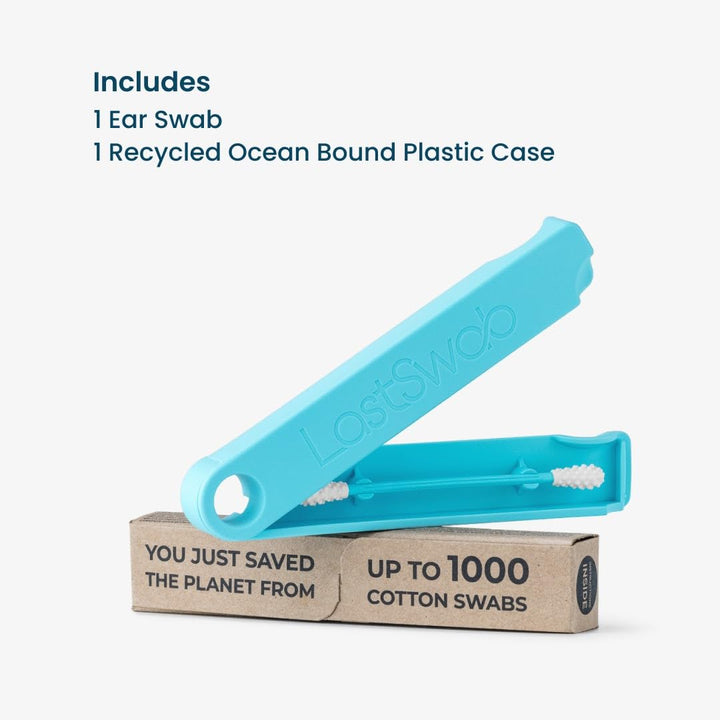 ® Reusable Cotton Swabs for Ear Cleaning - The Sustainable and Sanitary Alternative to Single-Use Q Tips - Zero Waste and Easy to Clean - Comes with a Convenient Travel Case Holder - Turquoise