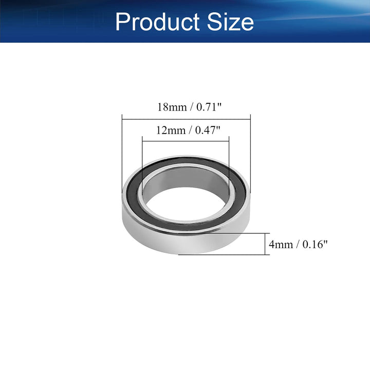 2Pcs 6701-2RS Deep Groove Ball Bearing, 12x18x4mm Double Sealed GCr15 P0 Z1 Deep Groove Rolling Bearings