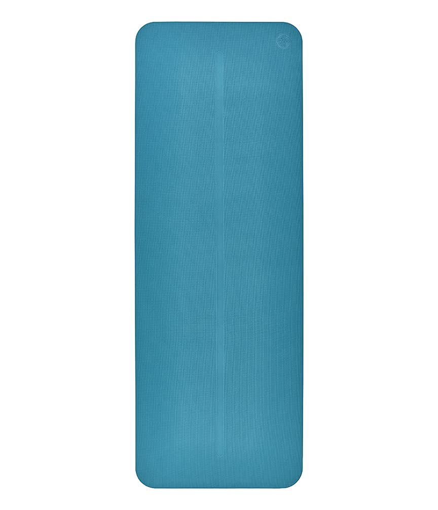 Begin Yoga Mat – Premium 5mm Thick Yoga Mat with Alignment Stripe, Beginner Fitness Exercise Mat, Suitable for Yoga and Pilates, Support and Stability | Reversible, 68 Inches, Bondi Blue Color