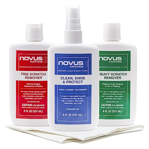 -PK1-8 | Plastic Clean &amp; Shine #1, Fine Scratch Remover #2, Heavy Scratch Remover #3 and Polish Mates Pack | 8 Ounce Bottles