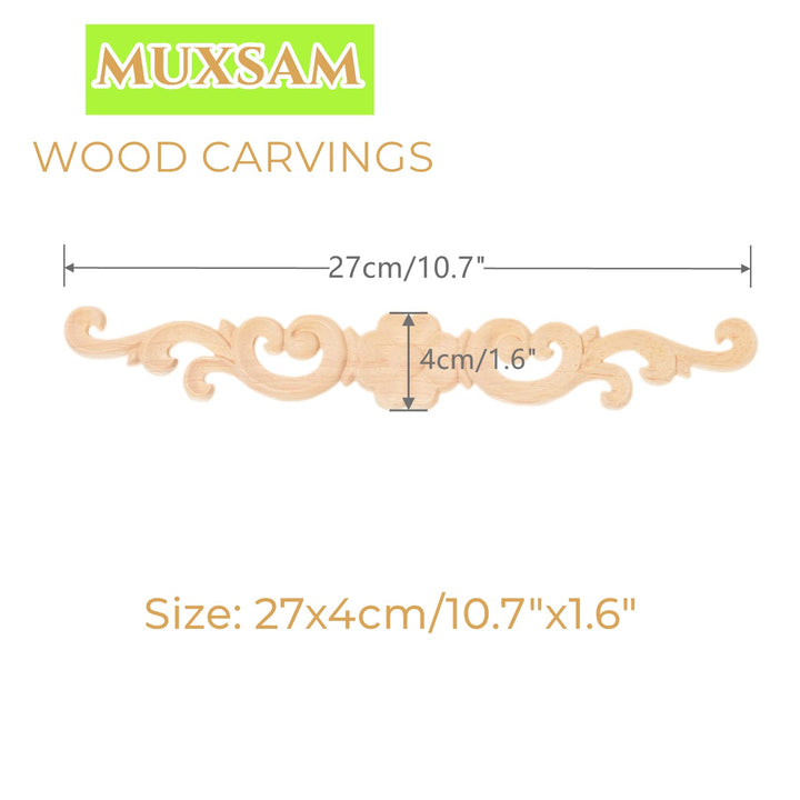 MUXSAM Wood Appliques Decorative Carved Onlays, Long Wo