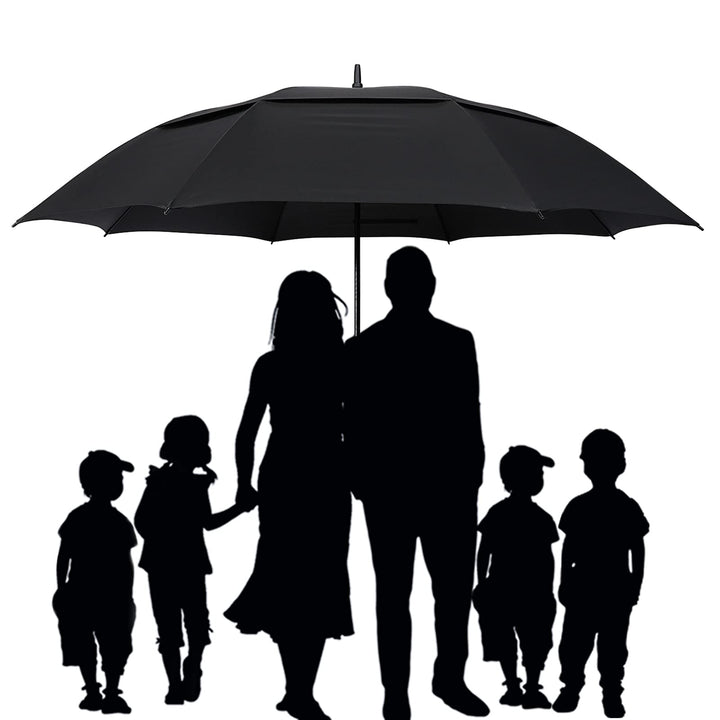 72 Inch Huge Large Oversize Golf Umbrella Automatic Open Double Canopy Vented Windproof Stick Umbrellas, 6 Ft Heavy Duty Outdoor Doorman Umbrella Family Umbrella(Black)