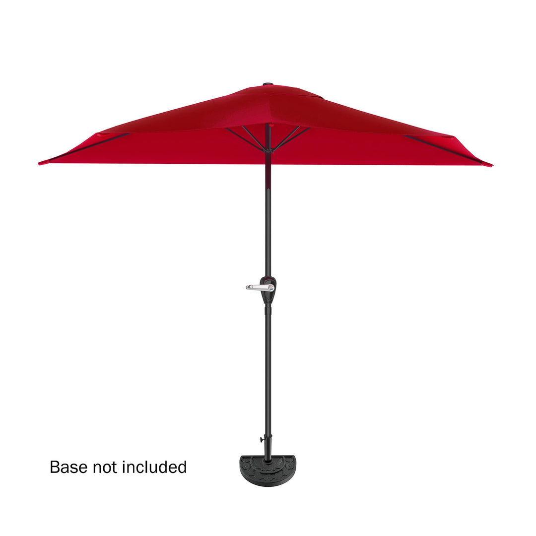 Half Umbrella - 9 ft Patio Umbrella with Easy Crank - Half Umbrella Outdoor Patio Shade - Small Canopy for Balcony, Table or Deck (Red)