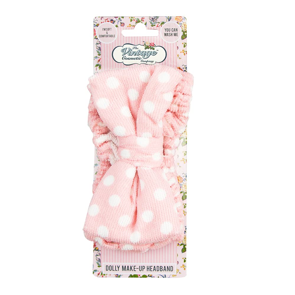 Vintage Cosmetic Dolly Bow Make Up Headband, Pink