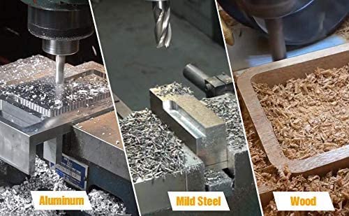 5.5mm 4 Flutes Straight Shank End Mill Cutter, HSS-AL Spiral Bits Cut Assembled On Milling Machines, Round Shank Milling Cutting Tool for Stainless Steel Alloy Copper Metal 1Pcs