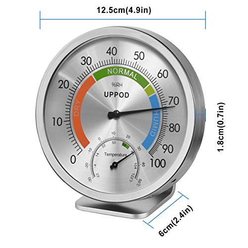 5 Indoor Outdoor Hygrometer/Thermometer, Humidity Gauge Indicator Temperature Humidity Monitor, Analog Hygrometer Humidor (English Version)