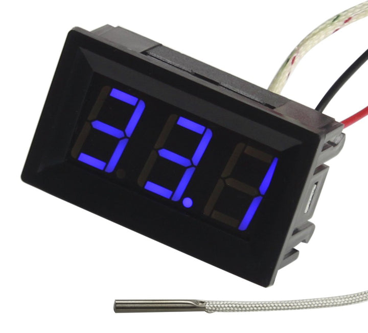 -30-800 Degree Centigrade Digital Temperature Meter Blue LED Display K-Type Thermocouple Temp Sensor 2-Wires Reverse Polarity Protection with Black Case