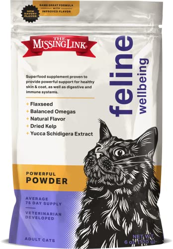 Feline Superfood Supplement Powder 6oz Bag, Veterinarian Formulated, Balanced Omega 3 & 6 for Healthy Skin & Coat, Digestion, Immunity & Overall Cat Health
