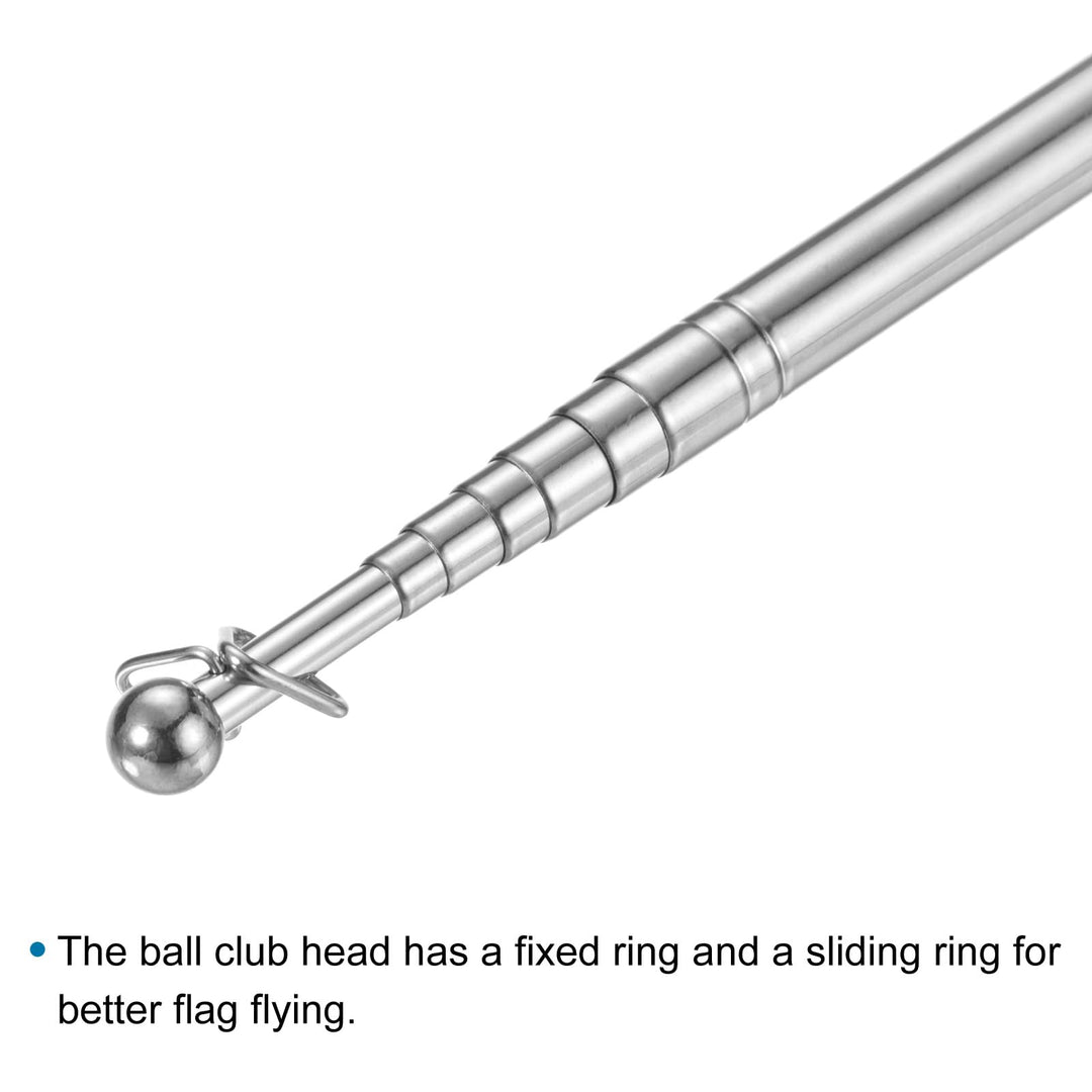 5 Feet Telescopic Handheld Flagpole, Stainless Steel Extendable Retractable Baton Portable Guide Flag Pole for Tour Guides Teacher Pointer, Black