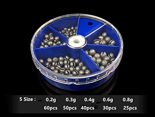Removable Split Shot Sinker Kit Pure Lead Sinkers Weights Fishing Tackle (5 Size/1 Box)