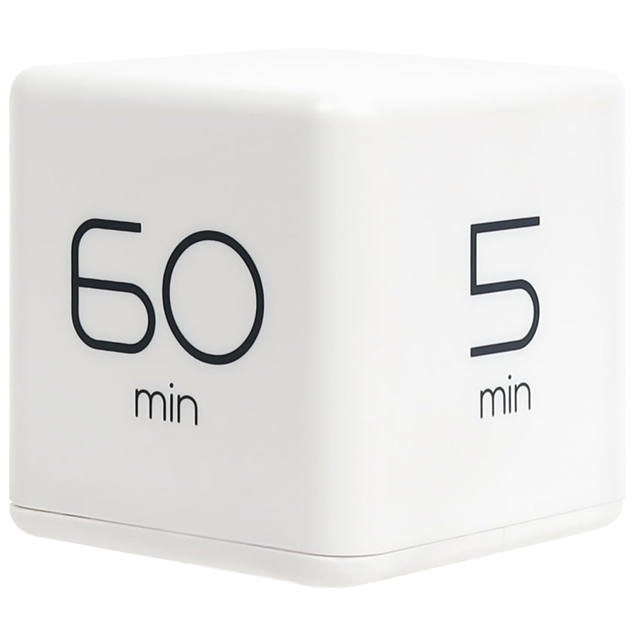 Cube Timer (White), Flip Timer Gravity Sensor, Productivity Timer, Desk Timer, Kids Timer, ADHD Timer, Workout Timer, Time Management for Classroom Office 5, 15, 30, 60 min Timer Setting