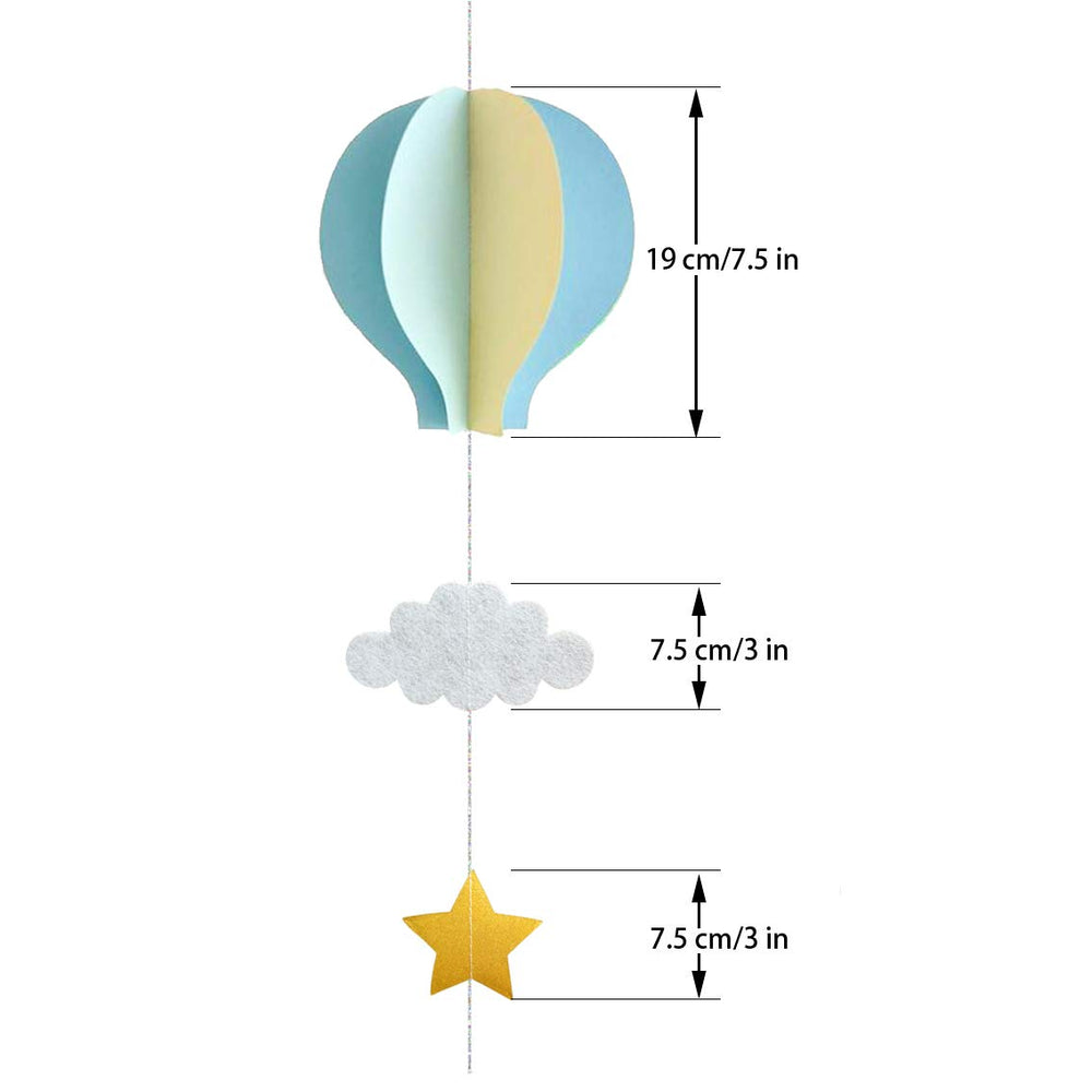 AZOWA 8 Pcs Large Size Hot Air Balloon Paper Garland Ha