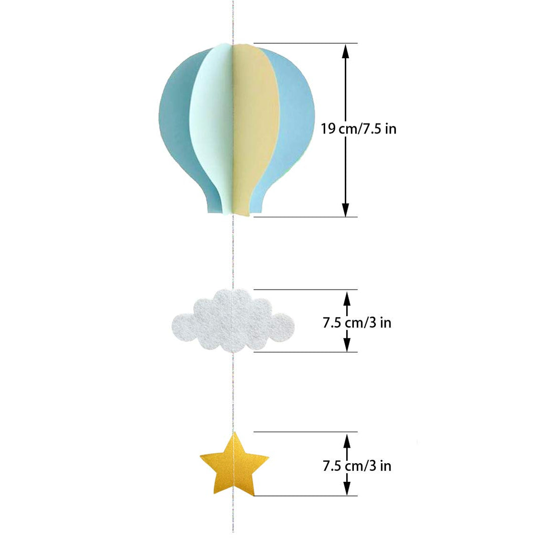 AZOWA 8 Pcs Large Size Hot Air Balloon Paper Garland Ha