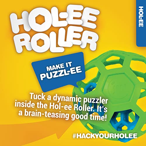 Hol-ee Roller Dog Toy Puzzle Ball, Natural Rubber, Medium (4.5 Inch Diameter), Colors May Vary