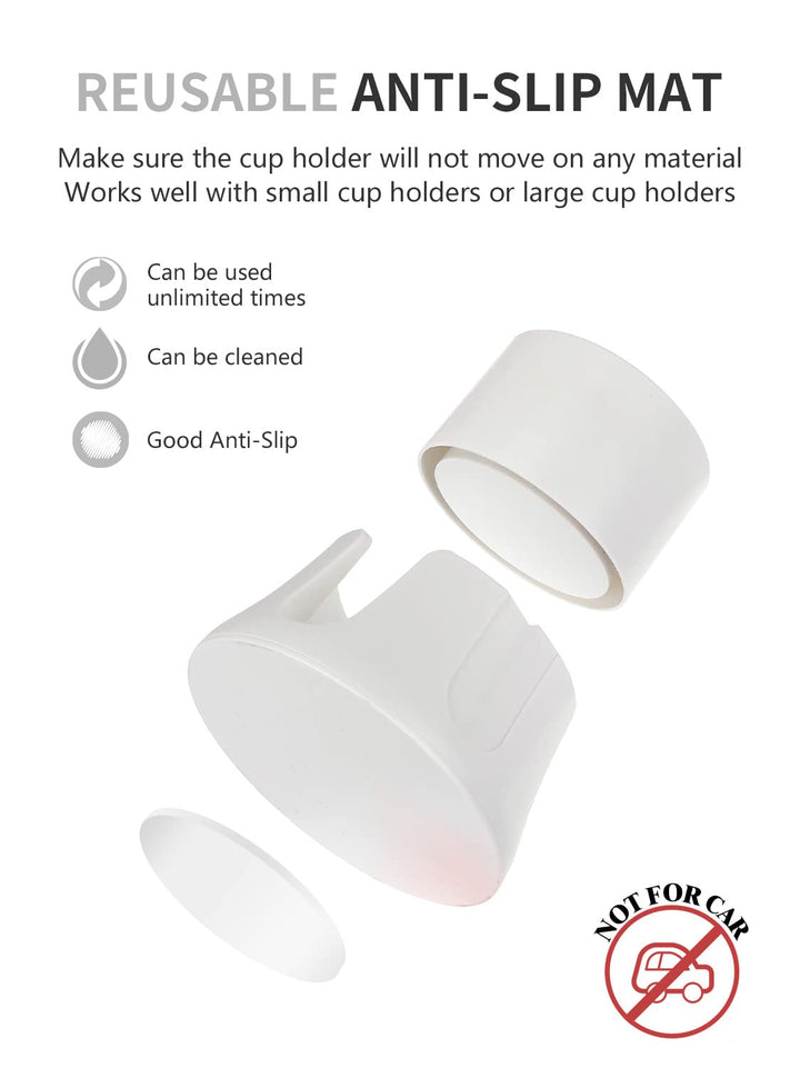 Anti-Spill Cup Holder, Drink Coaster with Anti-Slip Mat Fits Drink for Home Office Outdoors (White)