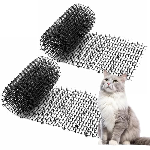 13ft Scat Mat for Cats, Cat Scat Mat with Spikes Outdoor, Cat Spikes for Outside, Cat Deterrent Spikes (2 Pack 6.5ft)