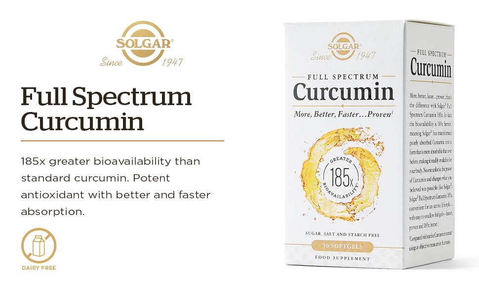 Solgar Full Spectrum Curcumin - 90 LiCaps - Superior Absorption - Brain, Joint & Immune Health - Non-GMO, Vegan, Gluten Free, Dairy Free - 90 Servings