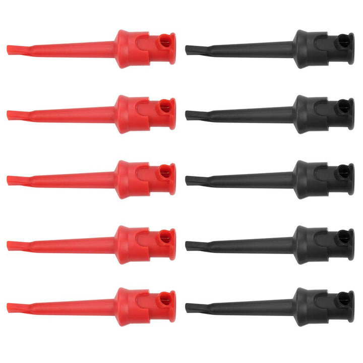 Pack of 10 Multimeter Test Hook Silicone Grabbers Testing Probes Insulation Clip for SMT SMD IC D20 Multimeter Teset Cable 4mm 0.2inch Port Hook Leads (Black &amp; red)