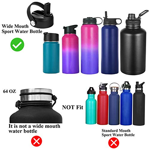 Straw Lid for Hydro Flask Wide Mouth 32 40 oz, Straw Lids with Flexible Handle and Straws compatible with HydroFlask, Replacement Sports Flex Cap Wide Mouth Top 32 40 oz