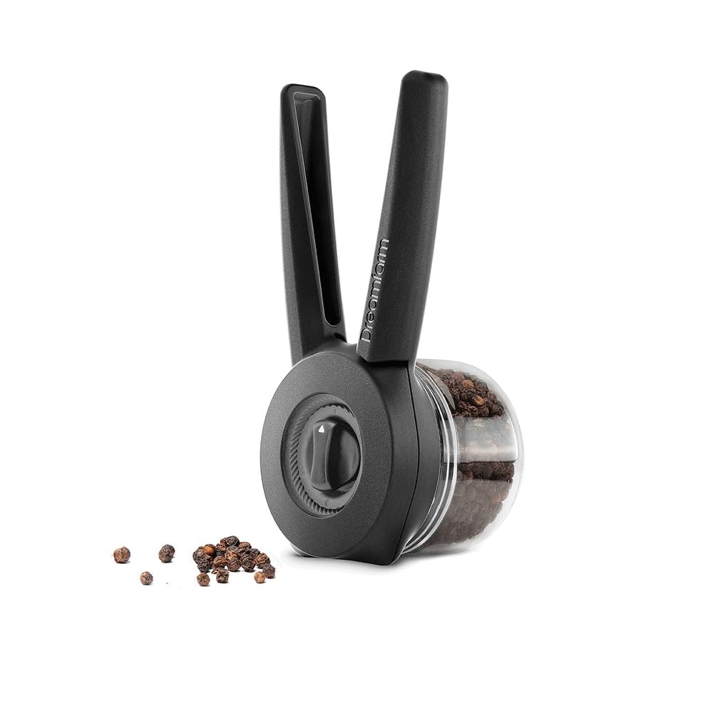 Dreamfarm Ortwo Original Ergonomic 1-or-2-Handed Re-Fillable Pepper, Spice, Seed, Coffee Mill with 6 Grind Settings - 2oz Beechwood