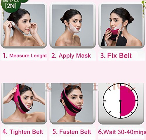 7Pcs+Bandage: Face Firming Mask, Face Slimming Cheek Mask, Chin Lift Up Mask With Bandage Belt For Tightening Face Skin And Making V-Line Chin And Whitening + Moisturizing (7Pcs+B