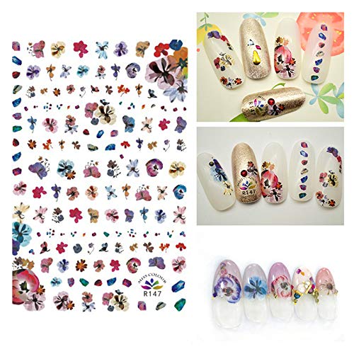 5 Sheets /350Pcs 3D Nail Art Dried Flowers Sticker Natural Real Dry Flower Nail Art Decoration Lovely Flower Beauty Nail Stickers for 3D Nail Art Acrylic UV Gel Tips