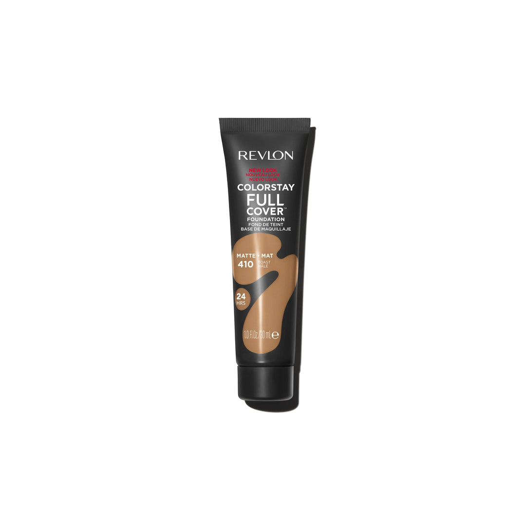 Revlon ColorStay Full Cover Longwear Matte Foundation, Heat &amp; Sweat Resistant Lightweight Face Makeup, Toast (410), 1.0 oz