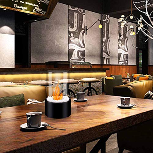 BRIAN &amp; DANY Tabletop Fire Pit, Mini Portable Indoor Fire Pit Tabletop Fireplace, Ethanol Table Top Firepit Bowl Decor Home Patio Balcony Outdoor, Black