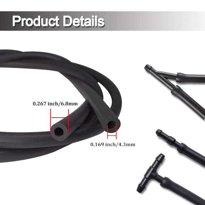 Universal Windshield Washer Nozzle Fluid Hose Kit 3 Meters with 12 Pcs Hose Connectors Suitable for Most of Car Washer Fluid Tubing