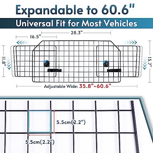 Dog Car Barrier for SUVs, Adjustable Large Pet Gate, Universal-Fit Divider Cargo Net, Heavy-Duty Wire Mesh Dog Barrier SUV, Van Vehicles Subaru Car Accessories Safety Travel, Standard Model