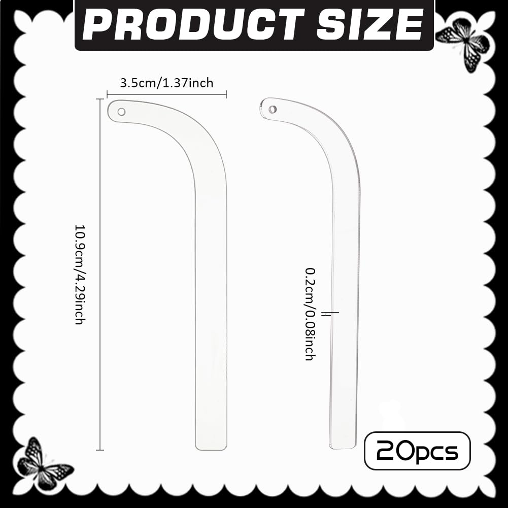 20 Pieces Acrylic Earrings Try-on Stick Clear Try-Free Earrings Display Props Tool Try-on Strip for Earrings and Studs, Ear Stud Display Curved Strip for Mall Retail Store and Home use