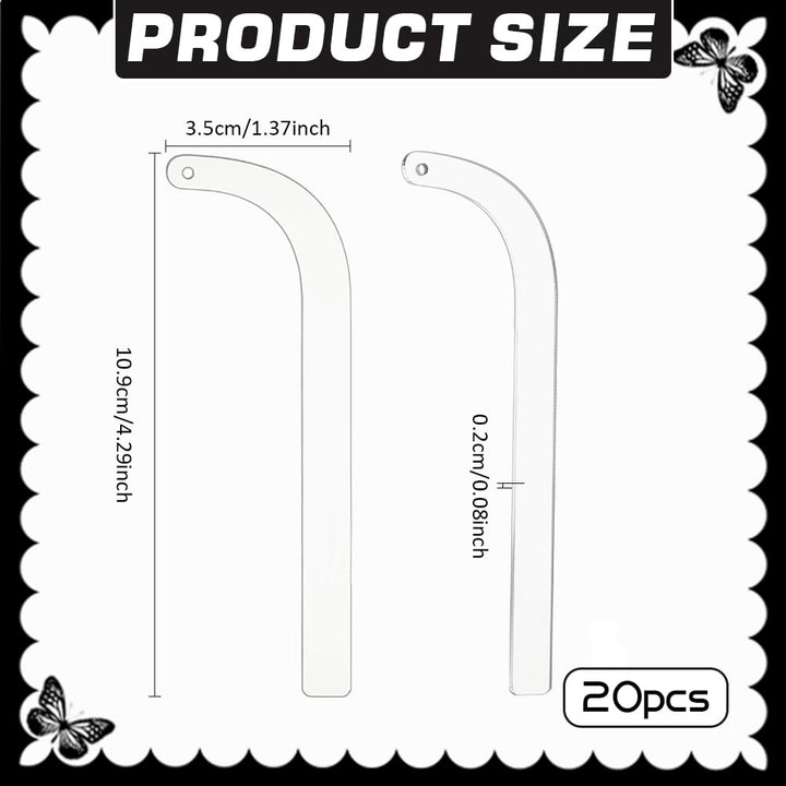 20 Pieces Acrylic Earrings Try-on Stick Clear Try-Free Earrings Display Props Tool Try-on Strip for Earrings and Studs, Ear Stud Display Curved Strip for Mall Retail Store and Home use