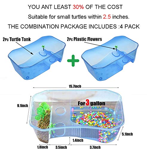 Turtle Tank Aquarium,Reptile Habitat,Turtle Habitat Terrapin Lake Reptile Aquarium Tank with Platform Plants for Crayfish Crab (Black)(Excluding Accessories)