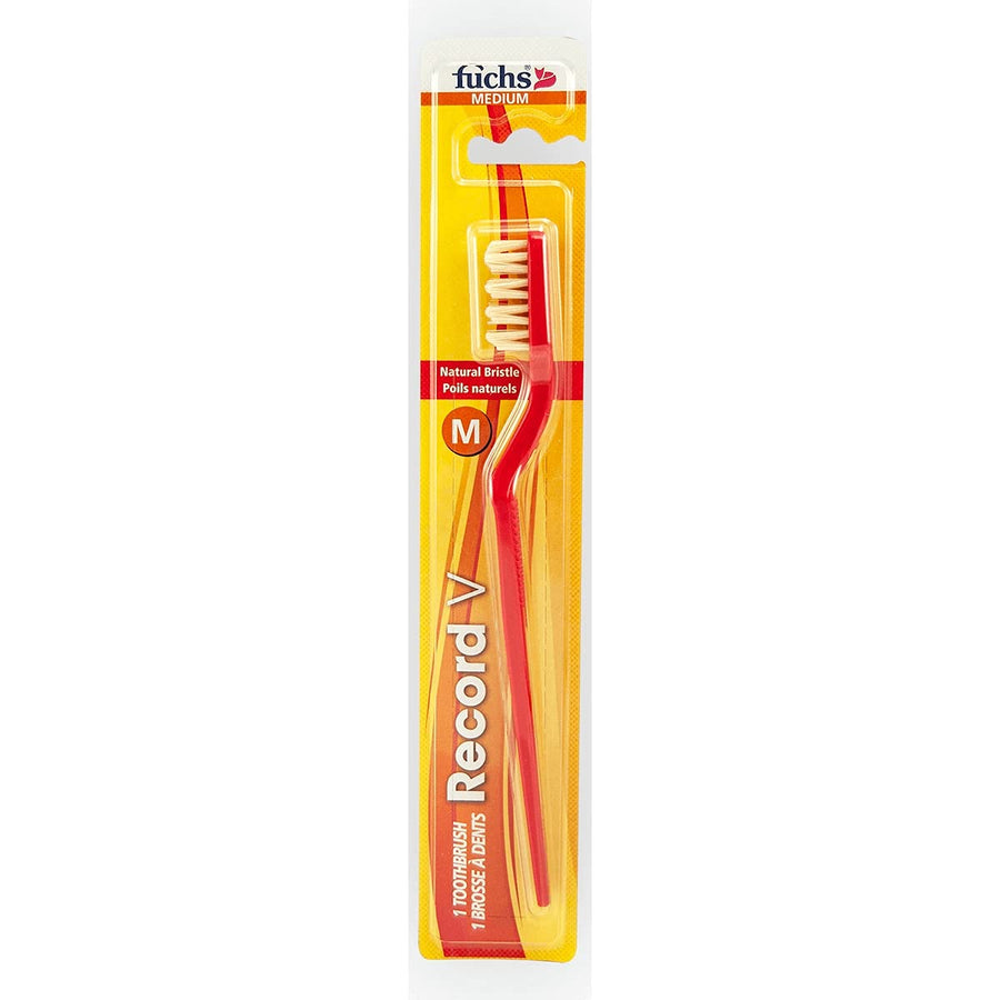 Fuchs Brushes Record V Natural Bristle Toothbrush, Adul