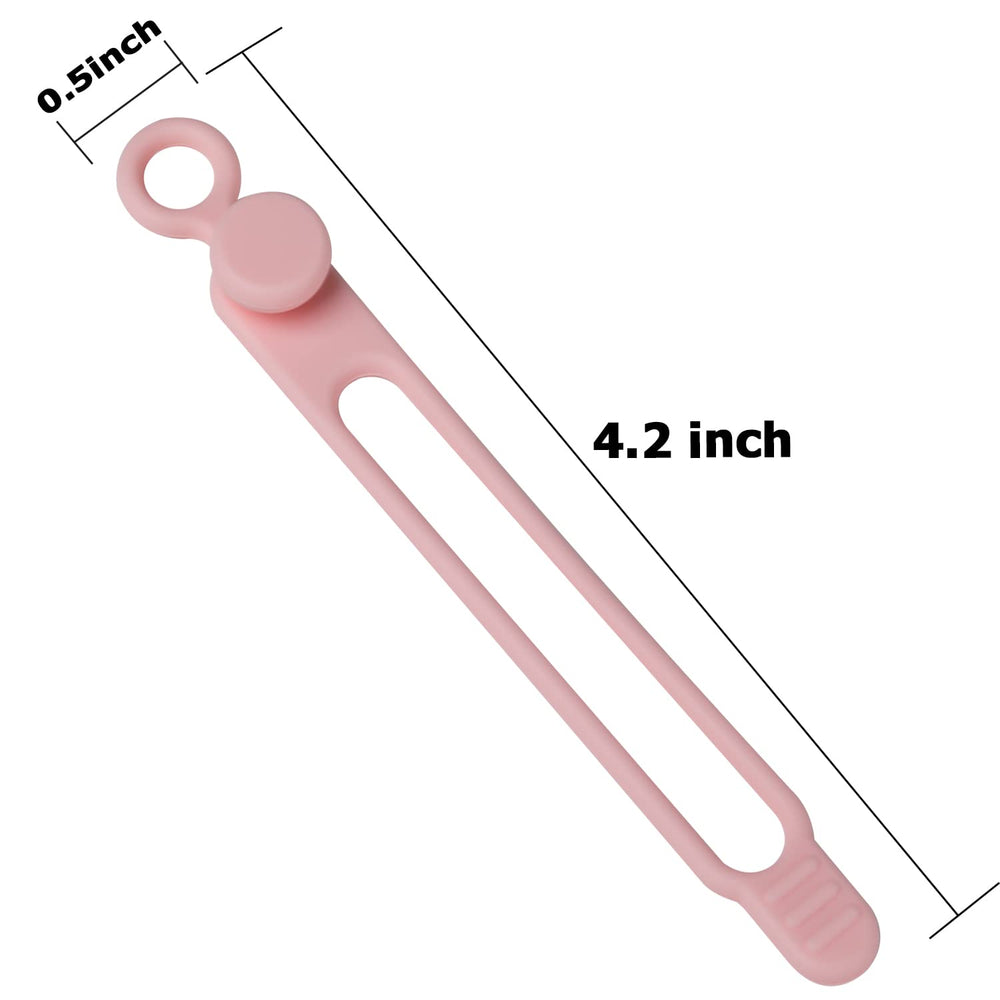 16Pcs Silicone Cable Straps Wire Organizer for Bundling Earphone, Phone Charger, Computer Cords, Reusable Cable Ties Cord Organizer in Home,Office,Kitchen,School(Pink)