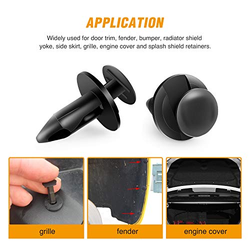 Universal Plastic Fender Clips,200 Pcs Push Bumper Fastener Rivet Clips with 6 Size Auto Body Retainer Clips Bumpers,Car Fender Replacement for GM, Ford &amp; Ch