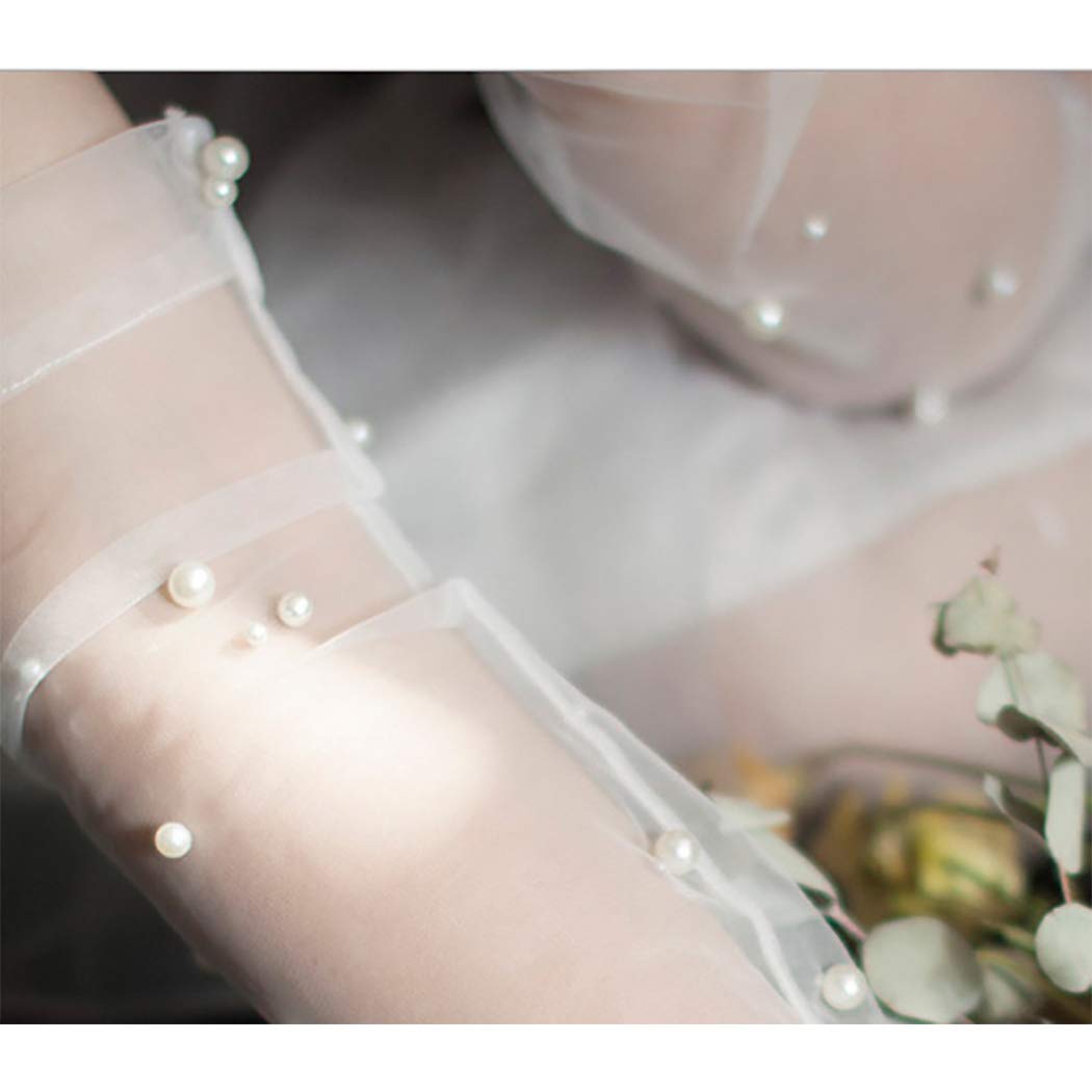 Wedding Gloves Fingerless Pearl Bridal Lace Glove for Women and Girls