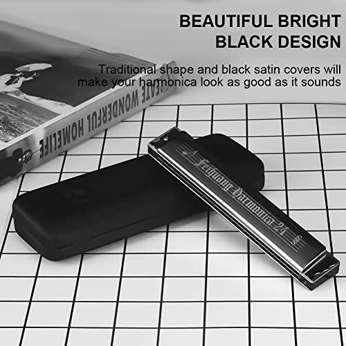 Best Harmonica C Key 24 Holes Major Diatonic Double Tremolo Beginner Harmonicas for Sale Musical Instrument Accessories Black with Case