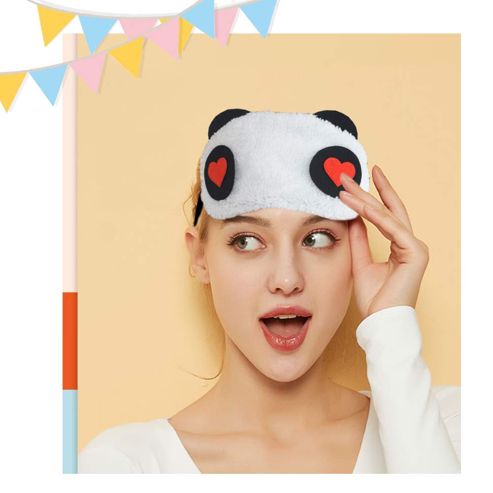 Ayygiftideas 6PCS Cute Panda Design Soft Plush Eyeshade Eyepatch Travel Sleep Blinfold Eye Mask