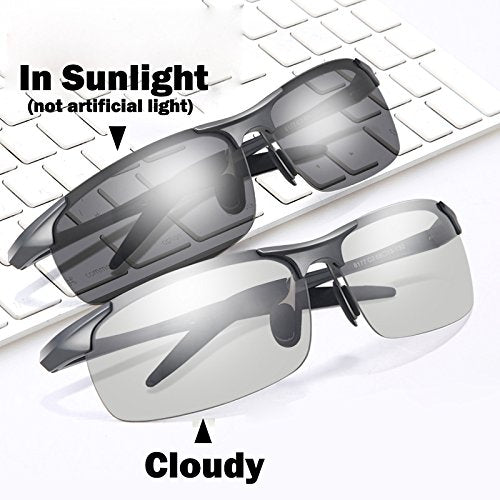 Men&#39;s Photochromic Polarized UV400 Sunglasses for Outdoor Fishing Golf Beach Baseball Sports Black