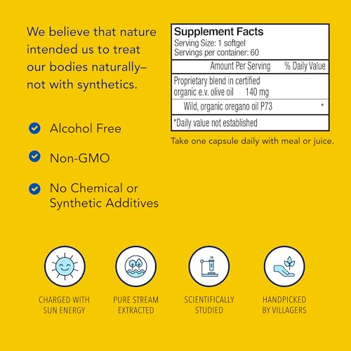 NORTH AMERICAN HERB &amp; SPICE Super Strength Oreganol P73-60 Softgels - Immune System Support - Vegan Friendly Wild Oregano - Non-GMO - 60 Servings