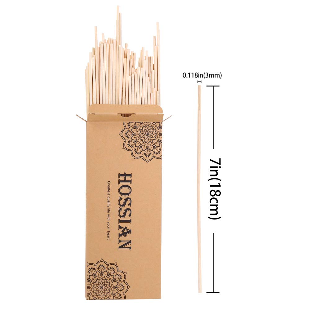 100PCS Reed Diffuser Sticks-Natural Rattan Wood Sticks Reed diffusers-Reed Sticks-Replacement for Aroma Fragrance reeds for Essential Oil diffusers Refills (7*3mm Primary Color)