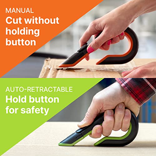 - 10400 Box Cutter, 3 Position Manual Button with Ceramic Blade, Locking blade