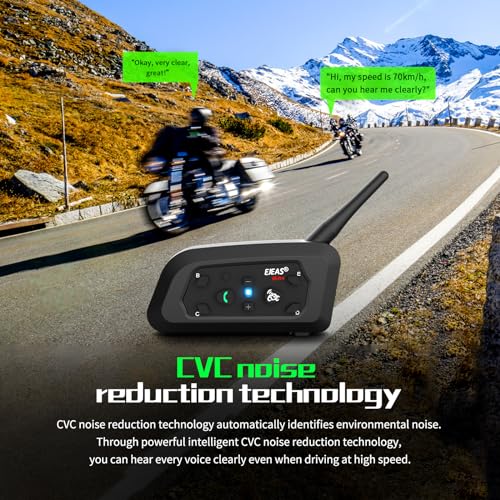 Motorcycle Helmet Bluetooth Headset V6 Pro, 2-Way 1200M Motorbike Helmet Intercom Communication System for Ski/ATV/Dirt Motorbike/Off Road for Full-face Helmet Flip-up Helmets(2 Pack)