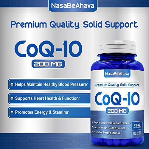 CoQ10 200mg Capsules | Vegan Friendly Coenzyme Q10 200mg from Easy Absorption Ubiquinone Supplement for Skin Heart and Energy Support | Made in The USA in cGMP Facilities (200 Servings)