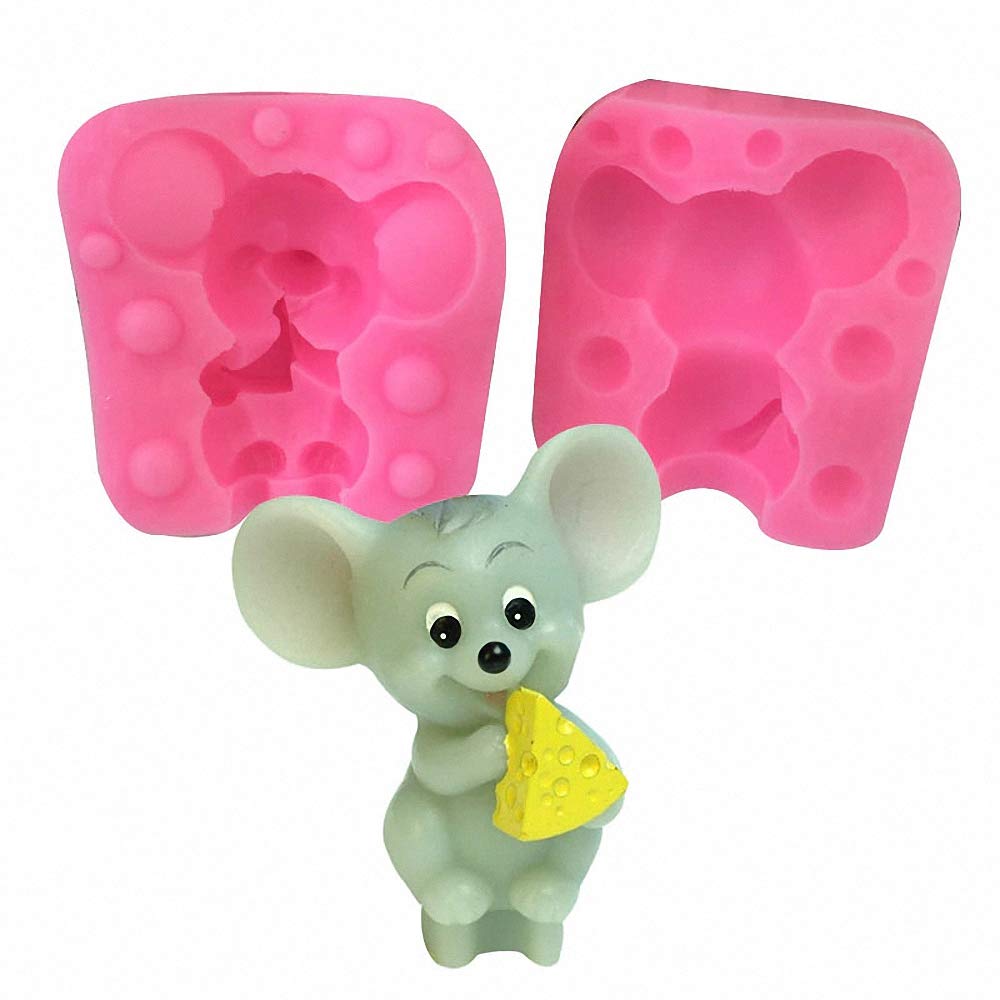 Mouse Silicone Mold - MoldFun Cute Mouse Eating Cheese 