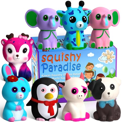Jumbo Squishies Slow Rising, 8 Pack Animal Squishy Toys Cream Scented Squishies Pack Stress Relief Super Soft Squeeze Kawaii Cute Squishy Slow Rising for Kids