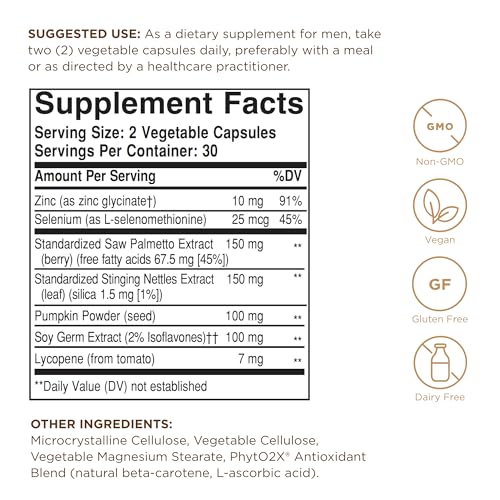 Solgar Prostate Support - 60 Vegetable Capsules - Non-GMO, Vegan, Gluten Free & Dairy Free - 30 Servings
