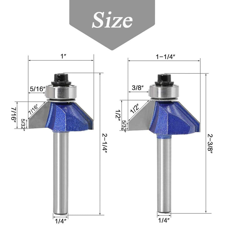 4 Pieces 90 Degree V Groove Router Bit Set, Industrial Grade 1/4-Inch Shank V-slot Grooving Bits CNC Engraving Woodworking Milling Cutter Tool